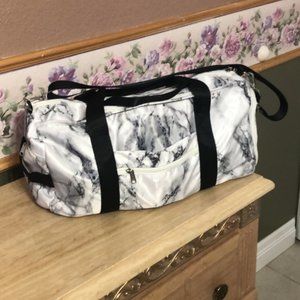 Sport Gym Duffle Travel Bag for Men Women Duffel (Marble-White)